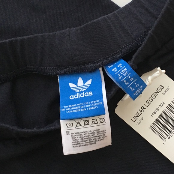 Adidas Linear Logo Navy Cotton Full Legging - Picture 3 of 4